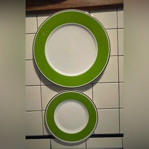NWT Villeroy & Boch Anmut Platter 12” & Luncheon Plate 9” Green Prem Porcelain